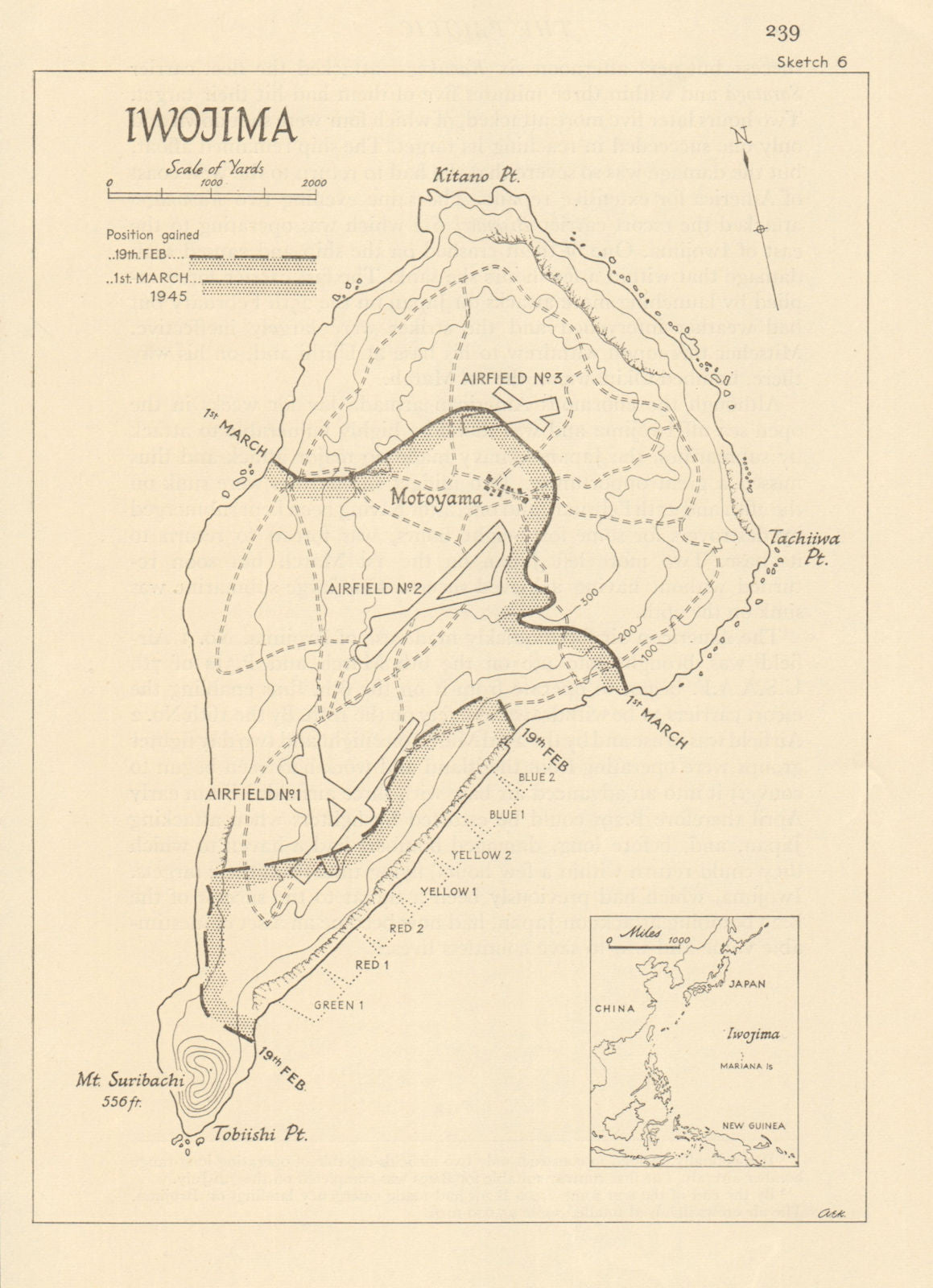 Battle of Iwo Jima. Feb-March 1945. World War 2. Operation Detachment 1965 map